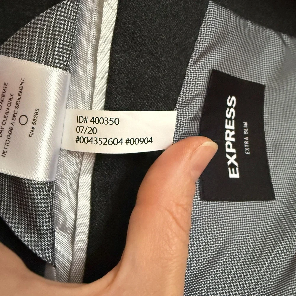EXPRESS CHARCOAL EXTRA SLIM FLANNEL SUIT JACKET BLAZER MEN SZ 42S NWT SRP $298